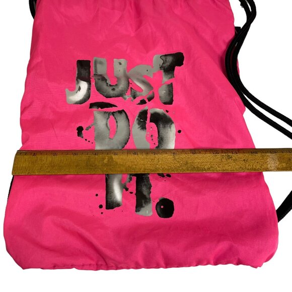 Nike Drawstring Bag Just Do It Backpack Hot Pink Black Graffiti Sling String - Picture 5 of 6